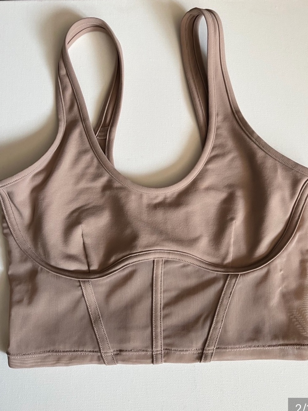 ALO Yoga Longline Sports Bra - Taupe Beige